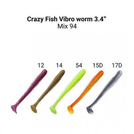 Crazy Fish Vibro Worm Floating 85-M94-6 gumihal