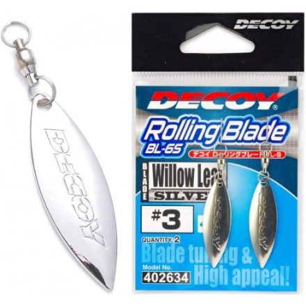 Decoy BL-6S Rolling Blade - #2 Willow Leaf Silver - villantó penge forgókapoccsal