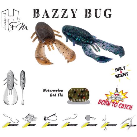 BAZZY BUG 3.2" 8cm Watermelon Red Flakes