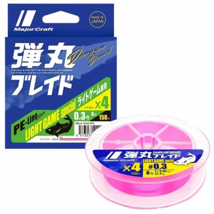 MAJOR CRAFT DANGAN BRAID X4 LIGHT GAME 150m #0.4 8lb Pink